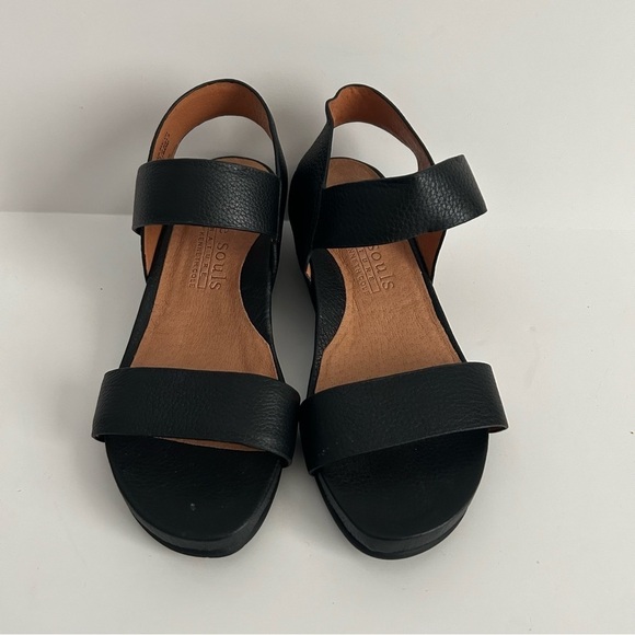 Gentle Souls by Kenneth Cole Black Leather Gianna Sandals | Size 5 - Picture 1 of 7